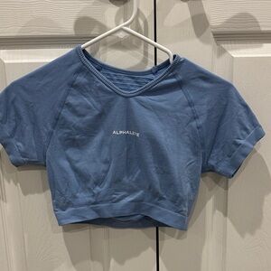 Alphalete Sky Blue Raglan Crop Top